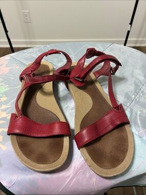 Women’s Teva  Red Leather Ankle-Strap Sandals